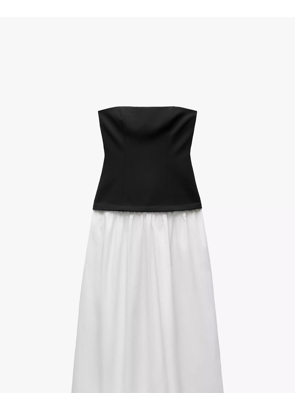 Zara Strapless Black Bodice with White Skirt Gown